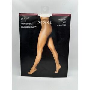 George Womens Firm Support Sandalfoot Pantyhose White Control‎ Top Medium/Tall